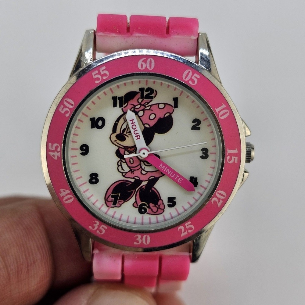 Disney Minnie Mouse Women Watch 32MM Pink Plastic Bands New Battery